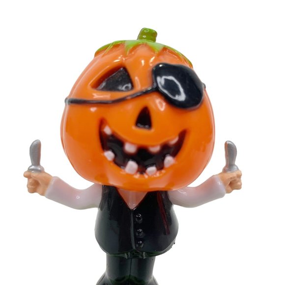 Solar Powered Killer Pumpkin Head Dancer Scary Dancing Bobble Head Halloween - Picture 2 of 9